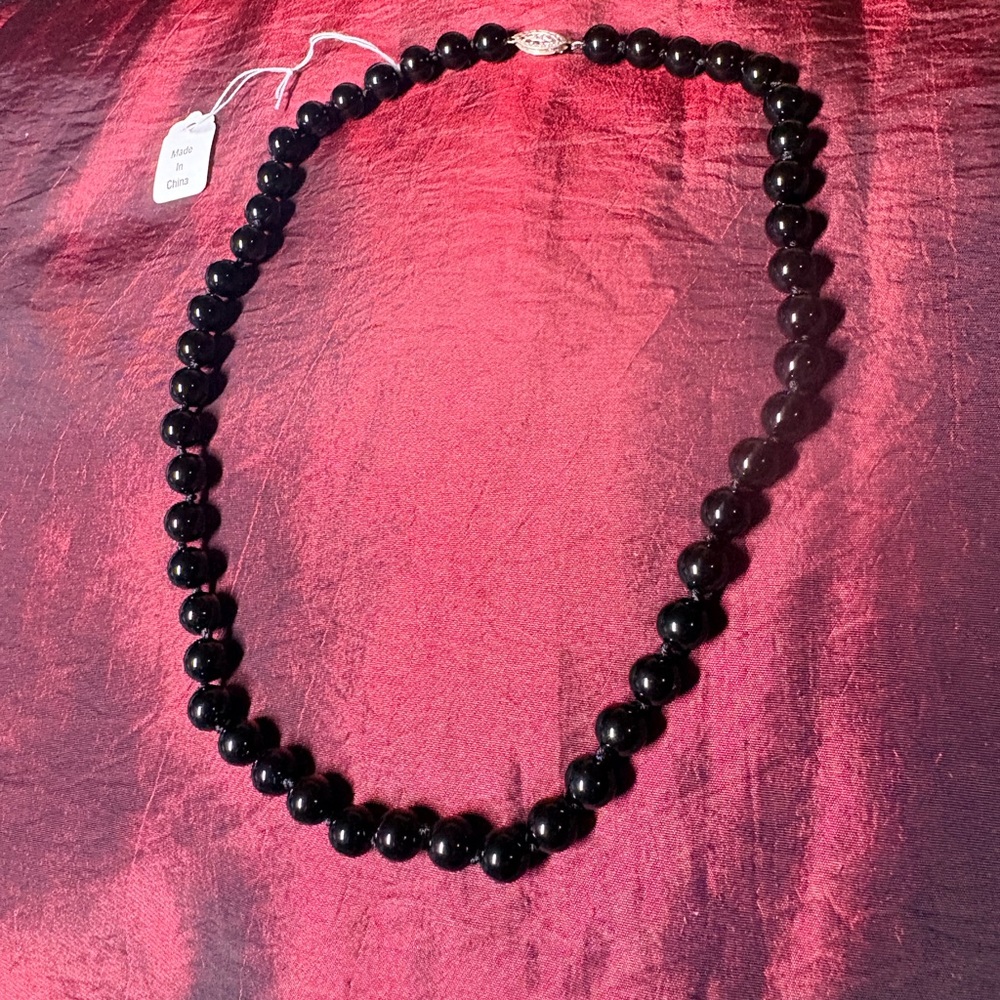 Vintage Black Onyx Hand Beaded Necklace
